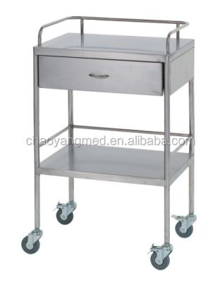 China Modern two-layer, one drawer stainless steel hospital trolley with wheels CY-D402A for sale