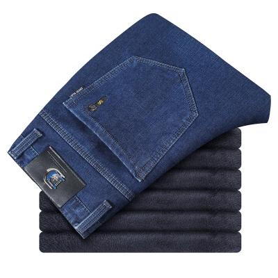 China 2021 Winter Plus Size Men's Jeans Plus Size Denim Plush Stylish Straight Fleece Warm Pants Simple Plus Size Jean for sale