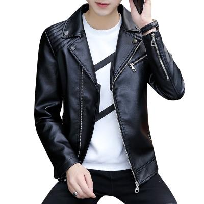 China Autumn Fashion Trends Motorcycle Leather QUICK DRY Jacket Windproof Leather Jacket For Men Zipper Leather Jacket for sale