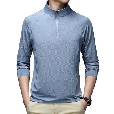 China Special Hot Selling Regular Sleeve Men's Regular Breathable Black Half Zipper Pullover T-Shirts for sale