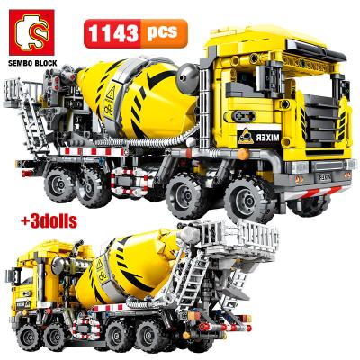 China DIY SEMBO TOY BLOCK Engineering City Bulldozer Crane Car Truck Excavator Roller Building Blocks Brick Technic Toys for sale