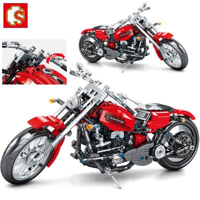 China DIY TOY SEMBO city motorcycle car harleyly building block MOC street muscle motorcycle vehicle model Bricks For Boys toys Christmas gift for sale