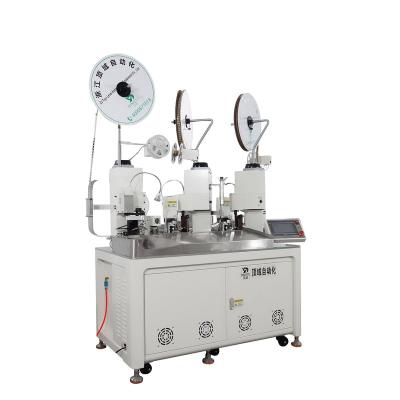 China AWG #28~#14 Automatic three end flat ribbon cable lug crimped strip sheath electrical wire stripping crimping machine for sale