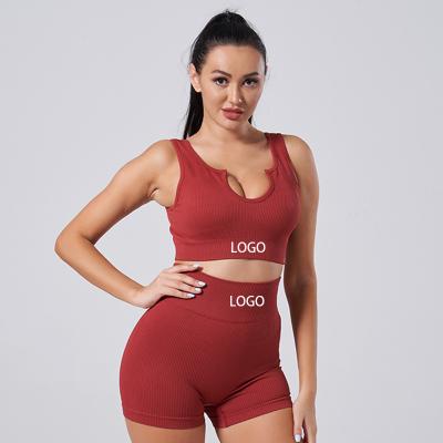 China 2022 Custom Logo Activewear Gym Fitness Yoga Set Breathable Custom Logo Yoga Set Two Piece Wear Set Women for sale