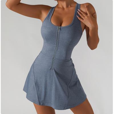 China Breathable Yoga Golf Sports Women Exercise Running Tennis Dress With Built In Short Sporty Skirt High Waist Fitness Dress for sale