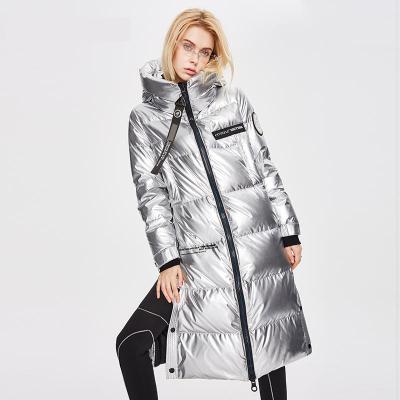 China High Quality Winter Hooded White Duck Windproof Down Coat Over - Knee Down Jacket Thickened Waterproof Fashion Down Coats for sale