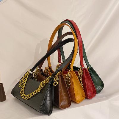 China High Quality Alligator Pattern Small Shoulder Armpit Bags For Women 2021 Soft PU Leather Chain Bags Below Female Handbags And Purses Totes for sale