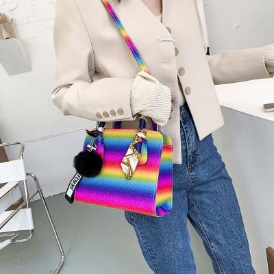 China High Quality New Arrival Candy Color Jelly Crossbody Bag Ladies Big Square Chain Shoulder Handbags Women Fall Rainbow PU Luxury Brand Purses for sale