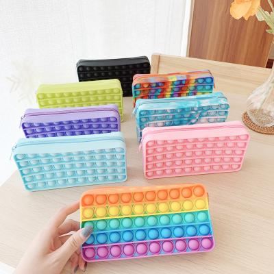 China New High Quality Pop It Push Up Bubble Buster Pencil Case Kids Toys Squeeze Toy Antistress Popit Soft Squishy Relaxation Kids Toys Gifts for sale