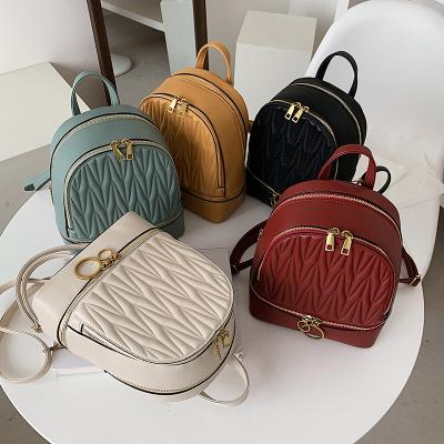 China New Style Korean Style Anti-theft Mini Backpack Women Small Backless Bag Anti-theft Fashion PU Leather Girls' Backpack Small for sale