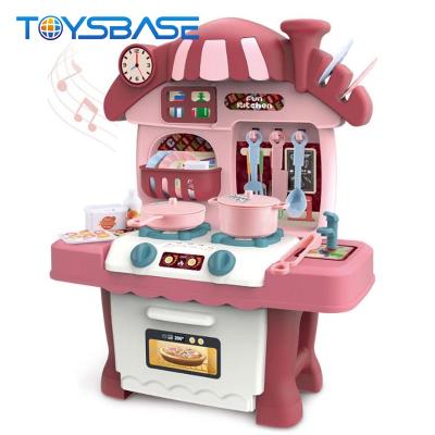 China Plastic Kids Pretend Play Plastic Kitchen Cooking Games Toy With Light And Music for sale