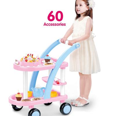 China Wholesale Plastic Kids Children Toys Pretend Play Cake Trolley Toy Play Set for sale