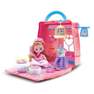 China Cartoon Toy Portable Storage Mini Pretend Play Dollhouse Toys Dream House for sale