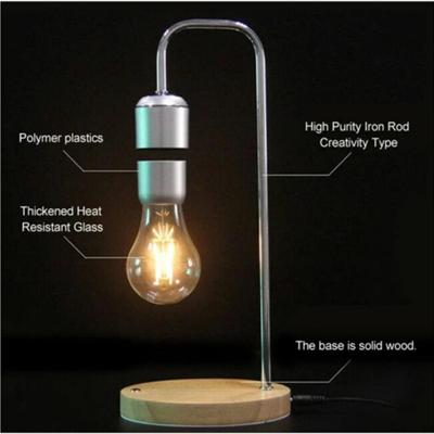 China Acrylic Display Wood Base Led Lighting Levitating Bulb Lamp Magnetic Floating Floating Light for sale