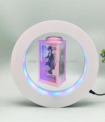 China New Acrylic Display Led Light Magnetic Floating Levitate Three Face Photo Frame Display Stand for sale