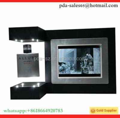 China Magnetic Floating Acrylic Perfume Display Stand With Digital Photo Frame for sale