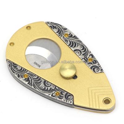 China Tabletop Durable Brass Laser Engraving Cigar Cutter For Diameter 22mm Cigar Gift Box for sale