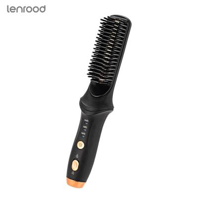 China Lenrood Hair Straightener Brush LR-510A USB Rechargeable Safety Function Color Light Display Hair Straightener Comb Nondisposable for sale