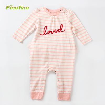 China Latest Design 100% Cotton Baby Clothes Pink Stripe One Piece Pajamas For Girls for sale