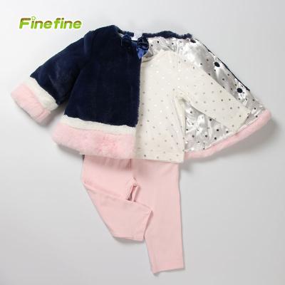 China OEM Winter Baby Kid Clothing Girl Breathable Faux Fur Coat, T-shirt, Legging for sale