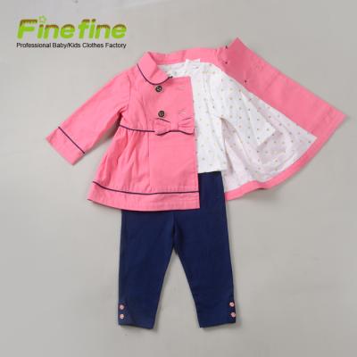 China Child Autumn Spring Breathable Clothing Girls Pink Pea Coat Jacket Set for sale