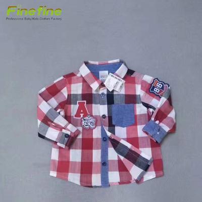 China Breathable Wholesale Spring Woven Cotton Plaid Baby Boys Dress Shirt With Long Sleeve for sale