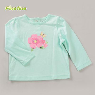 China Breathable Summer Spring Knitted Long Sleeve 100% Cotton Baby Kids Girl T-Shirt for sale