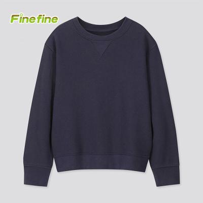 China Breathable Wholesale Classic Style Gots Certificated Organic 100% Cotton Fleece White Pullover Crewneck Sweatshirt For Kids Boy for sale