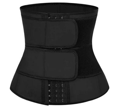 China Aamzon Hotselling Two Strap Antibacterial Black Neoprene Waist Trainer Plus Size Double Waist Trainer For Women for sale