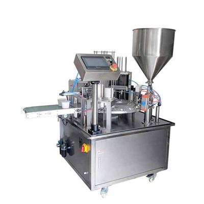 China Automatic Food Chocolate Ice Cream Fruit Juice Mineral Water Heating Mixing Machine Paper Cup Aluminum Foil Film Filling Sealer for sale