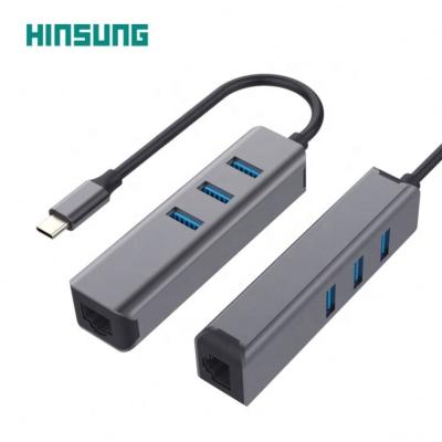 China Mobile Devices and Computer 4 in 1 USB C 3 0 Multi Hub for Laptop PC Computer Accessories Adaptador USB-C to RJ45 USB 3.0 Hub Adapter Charger for sale