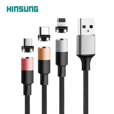 China Free Shipping Up To 3A 1M Brand New Magnetic Mobile Phone 3 In 1 Fast Charger Type C Charging Micro Usb Data Cable For Wholesales for sale