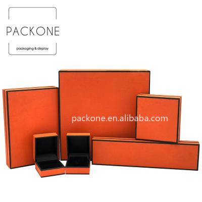 China Luxury Orange Custom Necklace Cardboard Jewelry Packaging Box Wedding Paper Gift Ring Jewelry Box for sale