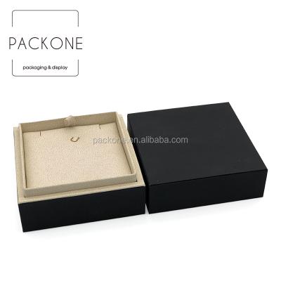 China Luxury Popular Square Jewelry Packaging For Ring Pendant Necklace All In Boxes One Packaging Leather Inlay for sale