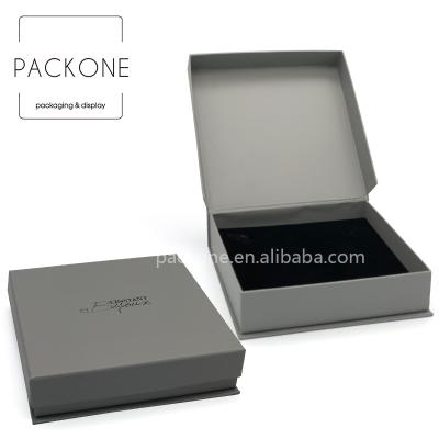 China Luxury Paper Box With Logo Printing Gray Custom Black Logo For Pendent Jewelry Packaging Box for sale