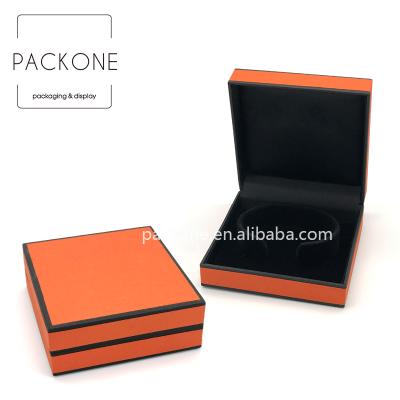 China Frame Design Luxury Orange Logo Matching Special Jewelry Box With Velvet Necklace Large Jewelry Set Box for sale