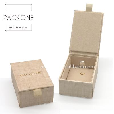 China Custom Eco - Friendly Retangler Paperboard Jewelry Box Eco - Friendly Linen Paper Pendant Box for sale