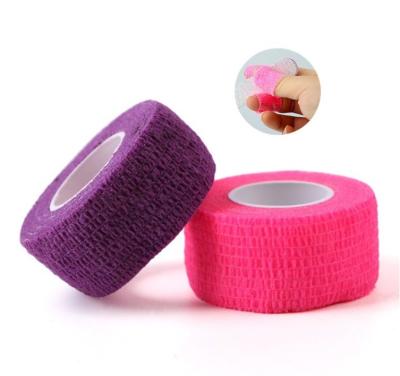 China Hot Sale 2.5cm Nonwoven Self Adhesive Nonwoven Elastic Cohesive Elastic Polished Nonwoven Bandage Nail Art Remove Colorful Mini Tape for sale