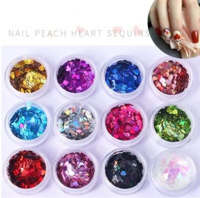 China Wholesale Funny Love Colorful Design Ultra-thin Nail Glitter Glitter Tips Pink Color Heart Sprinkle Nail Art Decoration Manicure DIY for sale