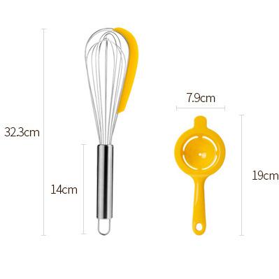 China Viable Egg Beater Integrated Silicone Bowl Scraper , Hand Egg Beater Set Yellow Yolk Protein Separator for sale