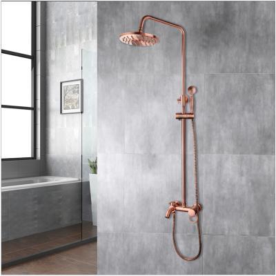 China 8 Inch Shower Faucet Set Wall Mounted Antique Copper Modern Bathroom Rainfall Handheld Spray for sale