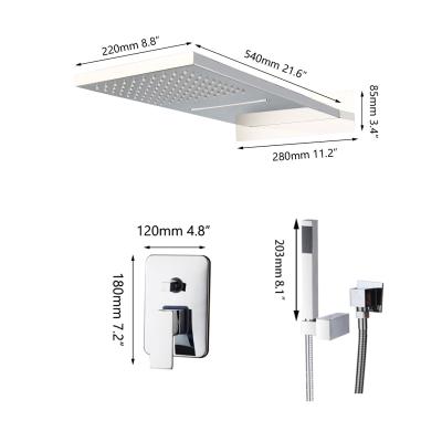 China JIENI Slide Bar Bathroom Rainless And Waterfall Shower Head With Spray Chrome Handheld Mixer Set for sale