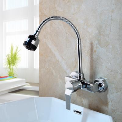 China Modern Ceramic Spool Chrome Plated Swivel Spout Faucet Basin Kitchen Sink Hot Cold Water Mixer for sale