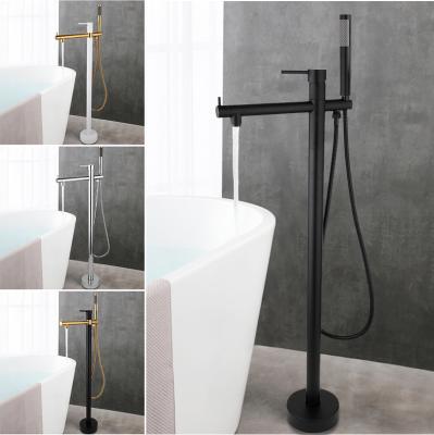 China Free Standing Bathtub Faucet Mixed Modern High Quality Slide Bar Steel Multifunctional Floor Shower Bathroom Hot And Cold for sale