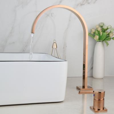 China JIENI Traditional Bathroom Vessel Bathtub 2 PCS Rose Gold Deck Mounted Single Tier Faucet for sale