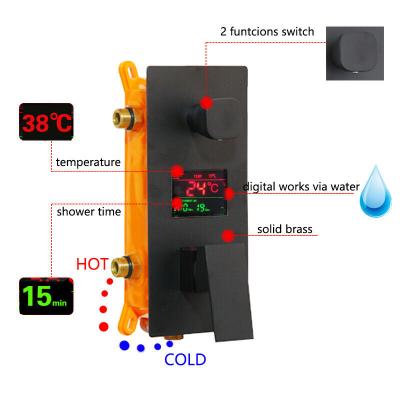 China Without JIENI Black 2 Ways Digital Display Rectangle Shower Diverter Mixer Control Valve for sale