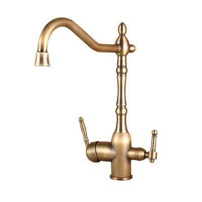 China Brass Kitchen Faucet Kitchen Basin Sink Traditional Antique Double Handle Faucet for sale