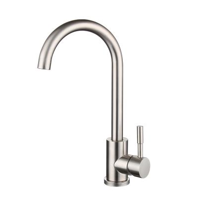 China Modern Polished Basin Sink Hot And Cold Water Taps Mixers 304 Stainless Steel Kitchen Faucet for sale