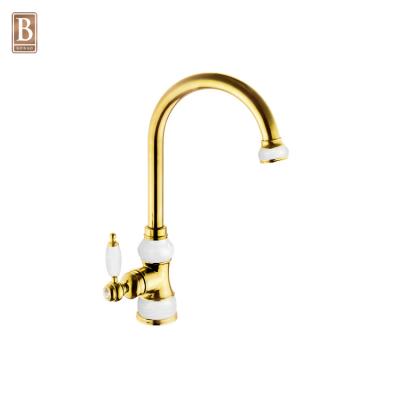 China Hot Selling Modern Thermostatic Faucets Wholesale Kitchen Sink Faucet Basin Brass Gold Faucet Retro for sale