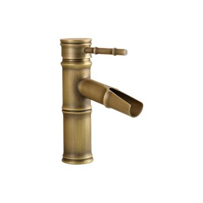 China Traditional Antique Copper Bamboo Shape Basin Water Faucet Vanity Vessel Sink Filler Faucet Bathroom for sale